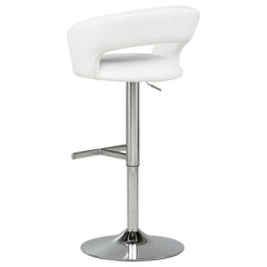 Travia White And Chrome Adjustable Leatherette Swivel Bar Stool - Ornate Home