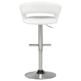 Travia White And Chrome Adjustable Leatherette Swivel Bar Stool - Ornate Home