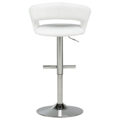 Travia White And Chrome Adjustable Leatherette Swivel Bar Stool - Ornate Home