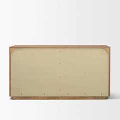 Travona Natural Oak Wood with Travertine 6 Drawer Dresser - Ornate Home