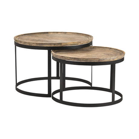 Traymore Brown/Black 2-Piece Nesting Cocktail Tables - Ornate Home