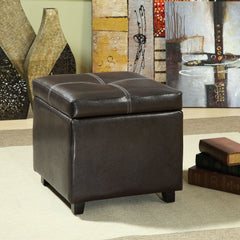 Treasure Espresso Upholstered Vinyl Ottoman - Ornate Home