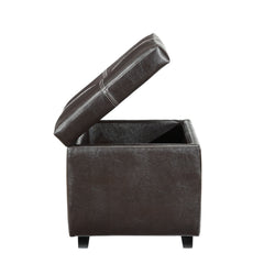 Treasure Espresso Upholstered Vinyl Ottoman - Ornate Home