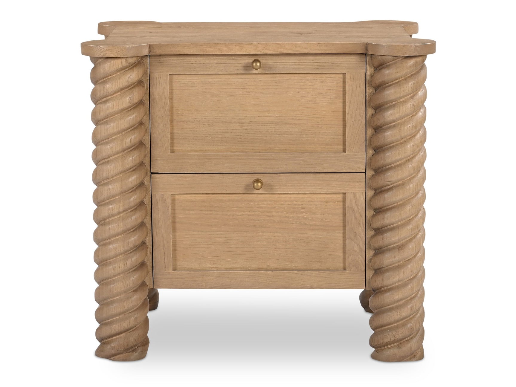 Treccia Oak 2 Drawer Nightstand - Ornate Home
