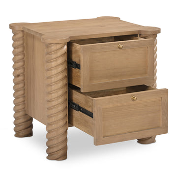 Treccia Oak 2 Drawer Nightstand - Ornate Home
