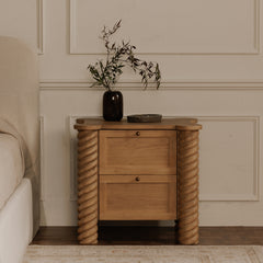 Treccia Oak 2 Drawer Nightstand - Ornate Home