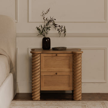 Treccia Oak 2 Drawer Nightstand - Ornate Home