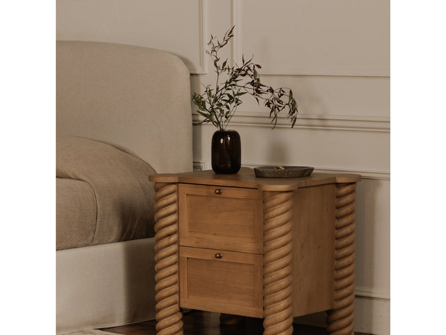Treccia Oak 2 Drawer Nightstand - Ornate Home