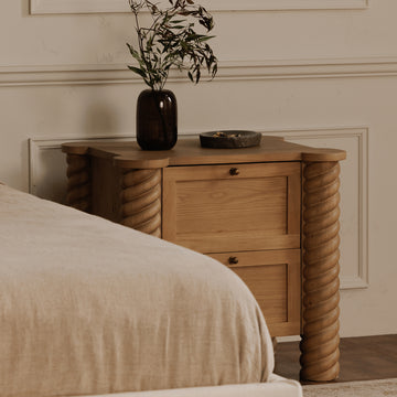 Treccia Oak 2 Drawer Nightstand - Ornate Home
