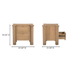 Treccia Oak 2 Drawer Nightstand - Ornate Home