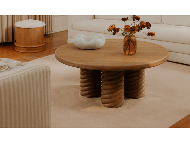 Treccia Oak Round Coffee Table Oak - Ornate Home