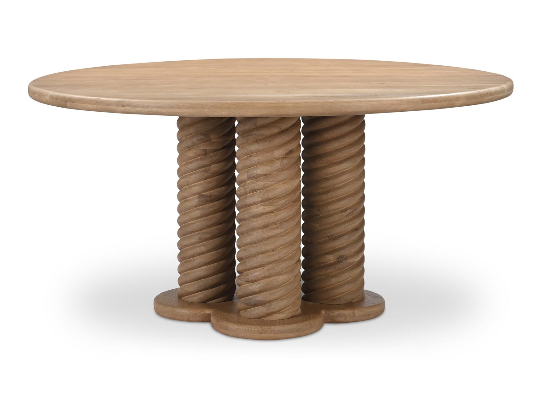 Treccia Oak Round Dining Table - Ornate Home