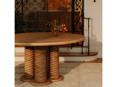 Treccia Oak Round Dining Table - Ornate Home