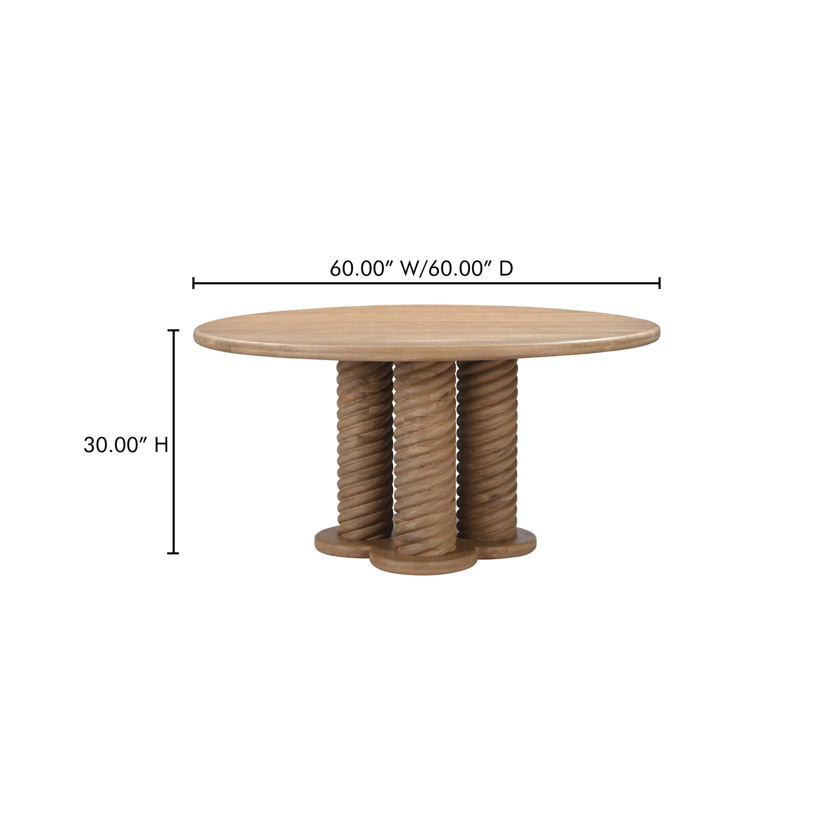 Treccia Oak Round Dining Table - Ornate Home