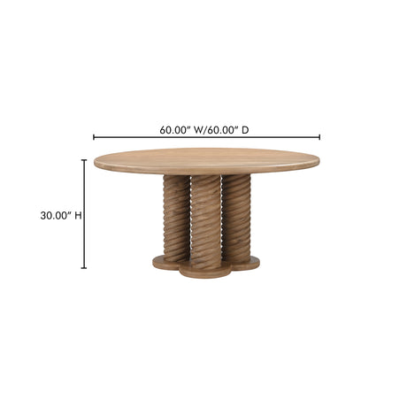 Treccia Oak Round Dining Table - Ornate Home