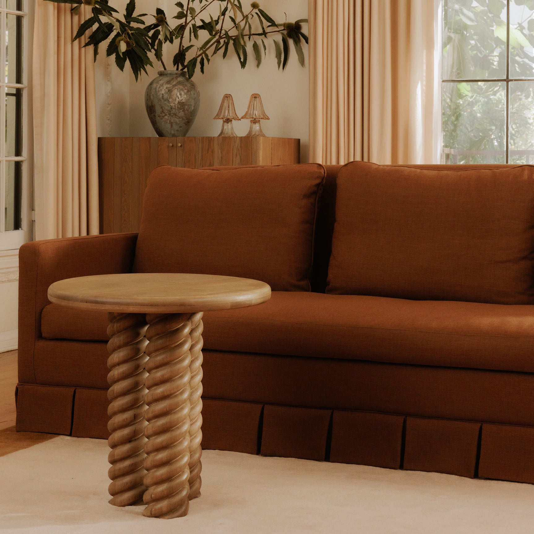 Treccia Oak Side Table - Ornate Home
