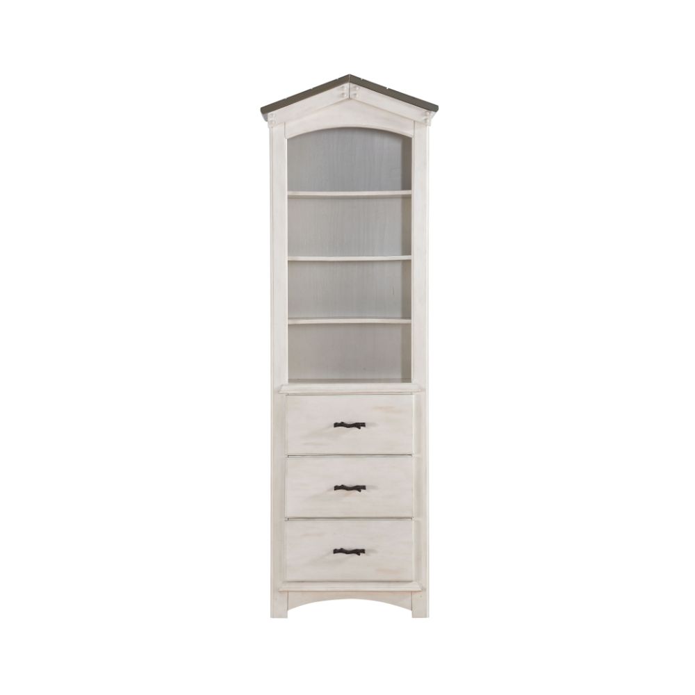 Tree House Weathered White & Washed Gray Bookcase - Ornate Home