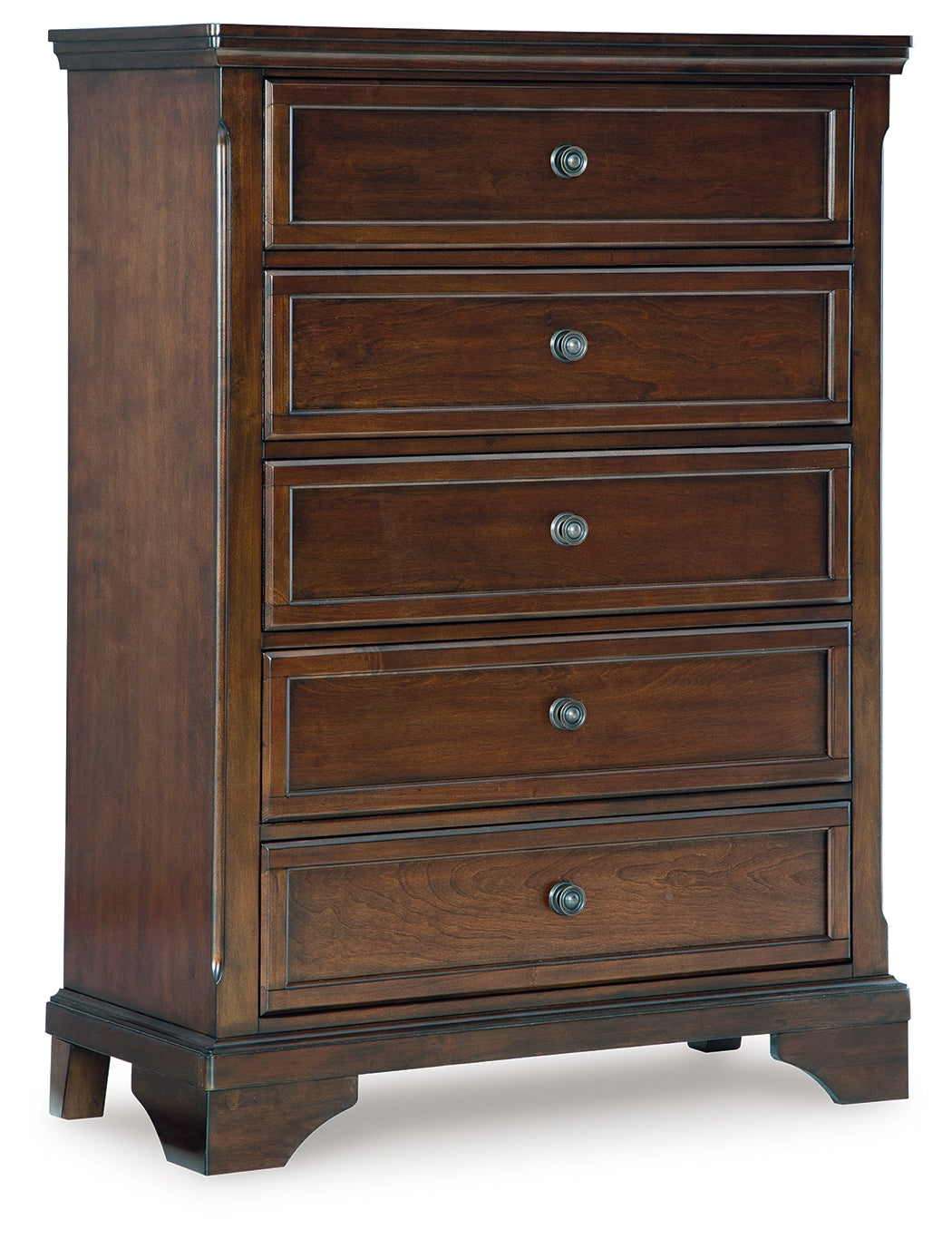 Trellington Brown Five Drawer Chest - Ornate Home