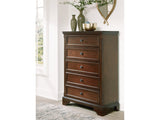 Trellington Brown Five Drawer Chest - Ornate Home