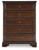 Trellington Brown Five Drawer Chest - Ornate Home