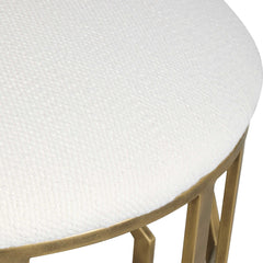 Trellis Brass/White Geometric Accent Stool - Ornate Home