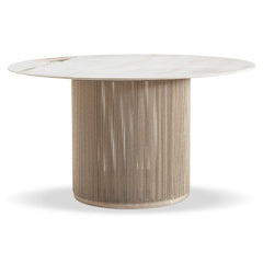 Trellis White/Beige Marble Outdoor Dining Table - Ornate Home