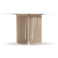 Trellis White/Beige Marble Outdoor Dining Table - Ornate Home