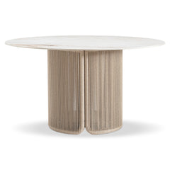 Trellis White/Beige Marble Outdoor Dining Table - Ornate Home