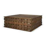 Trellyn Dark Brown 48" Wood with Carved Woven Base Square Coffee Table - Ornate Home
