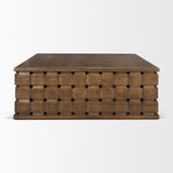 Trellyn Dark Brown 48" Wood with Carved Woven Base Square Coffee Table - Ornate Home