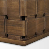 Trellyn Dark Brown 48" Wood with Carved Woven Base Square Coffee Table - Ornate Home