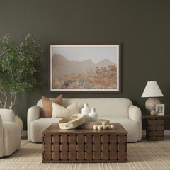 Trellyn Dark Brown 48" Wood with Carved Woven Base Square Coffee Table