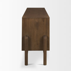 Trellyn Dark Brown Solid Wood 4-Door with Carved Woven Doors Closed Sideboard - Ornate Home