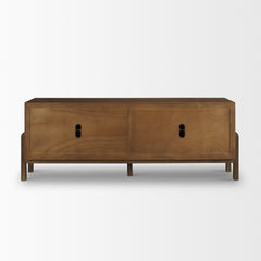 Trellyn Dark Brown Solid Wood 4-Door with Carved Woven Doors Closed Sideboard - Ornate Home