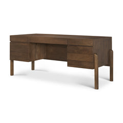 Trellyn Dark Brown Solid Wood Carved Woven Desk - Ornate Home