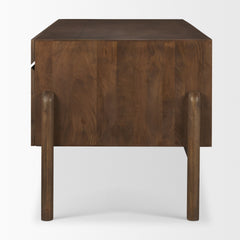 Trellyn Dark Brown Solid Wood Carved Woven Desk - Ornate Home
