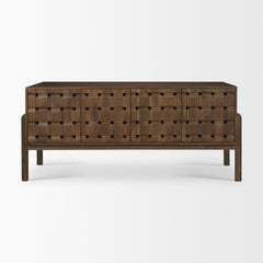Trellyn Dark Brown Solid Wood Carved Woven Desk - Ornate Home