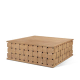 Trellyn Light Brown 48" Wood with Carved Woven Base Square Coffee Table