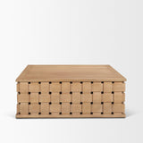 Trellyn Light Brown 48" Wood with Carved Woven Base Square Coffee Table