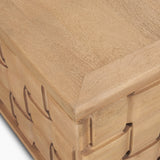 Trellyn Light Brown 48" Wood with Carved Woven Base Square Coffee Table