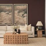 Trellyn Light Brown 48" Wood with Carved Woven Base Square Coffee Table