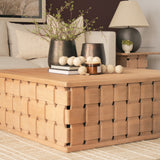 Trellyn Light Brown 48" Wood with Carved Woven Base Square Coffee Table