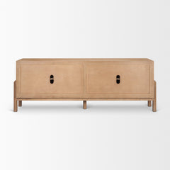 Trellyn Light Brown Solid Wood 4-Door Sideboard with Carved Woven Doors - Ornate Home