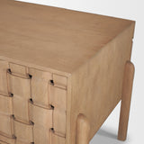 Trellyn Light Brown Solid Wood Carved Woven Desk - Ornate Home