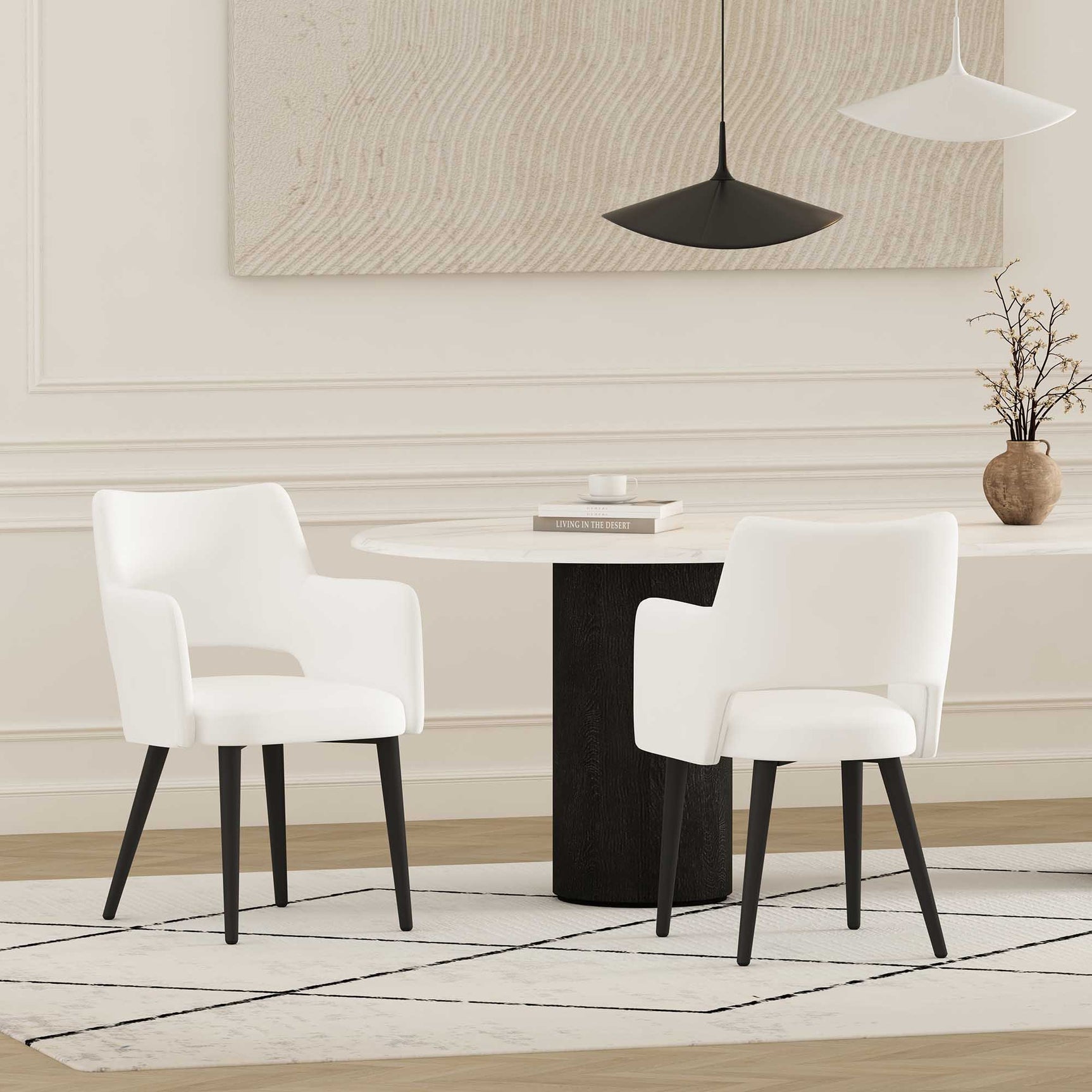 Tremont Dining Arm Chair in White (set of 2) - Ornate Home