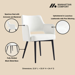 Tremont Dining Arm Chair in White (set of 2) - Ornate Home