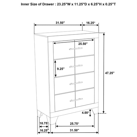 Trenton Rustic Cream 4-drawer Bedroom Chest of Drawers - Ornate Home