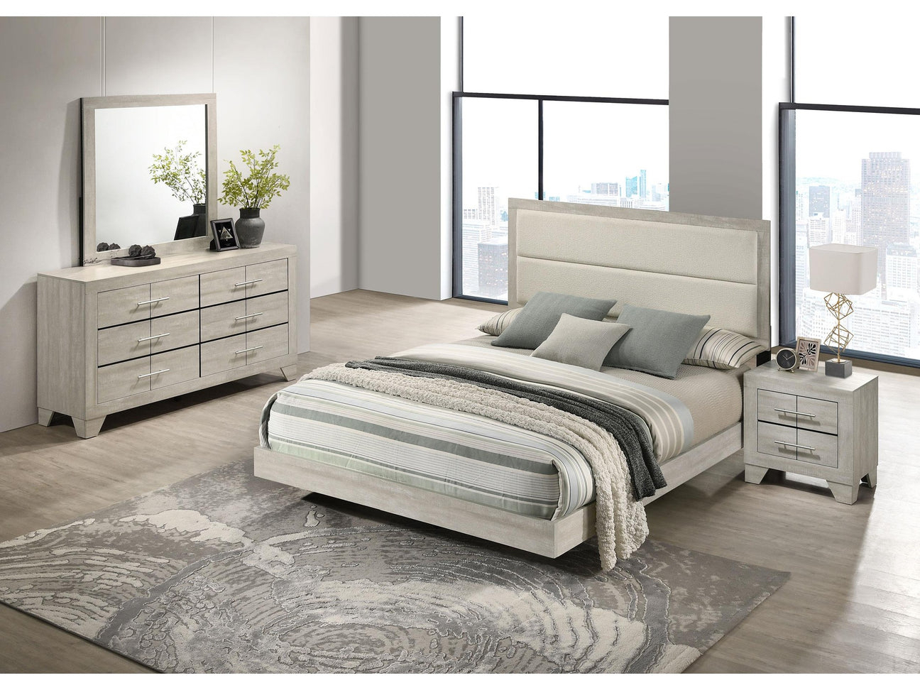 Trenton Rustic Cream 4-piece Eastern King Bedroom Set - Ornate Home