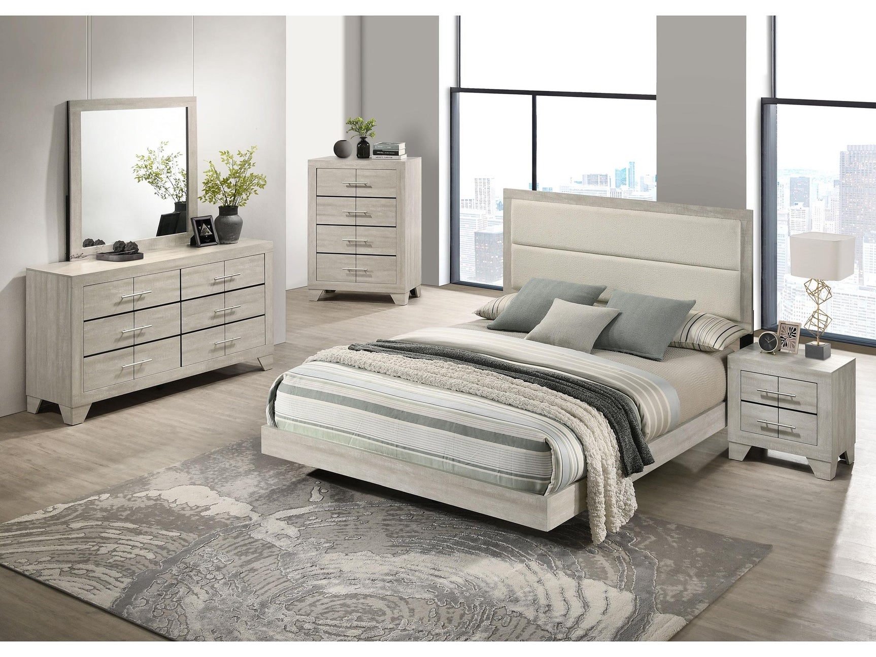 Trenton Rustic Cream 5-piece Full Bedroom Set - Ornate Home