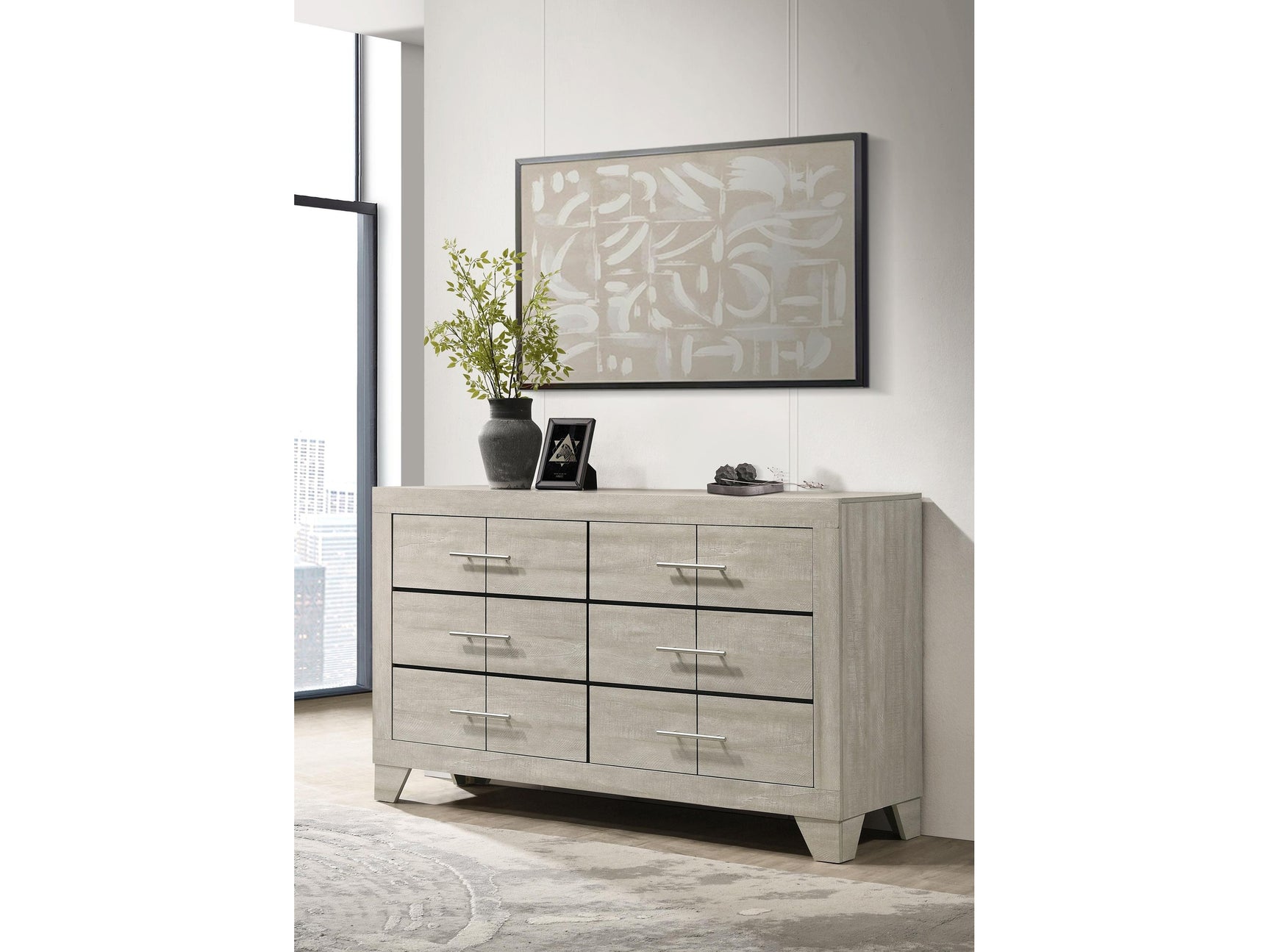 Trenton Rustic Cream 6-drawer Bedroom Dresser - Ornate Home